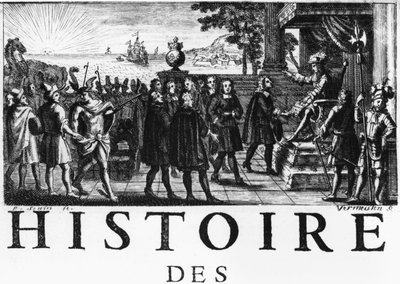 Stichting door Lodewijk XIV, koning van Frankrijk, van de Oost-Indische Compagnie door Adam Frans van der Meulen